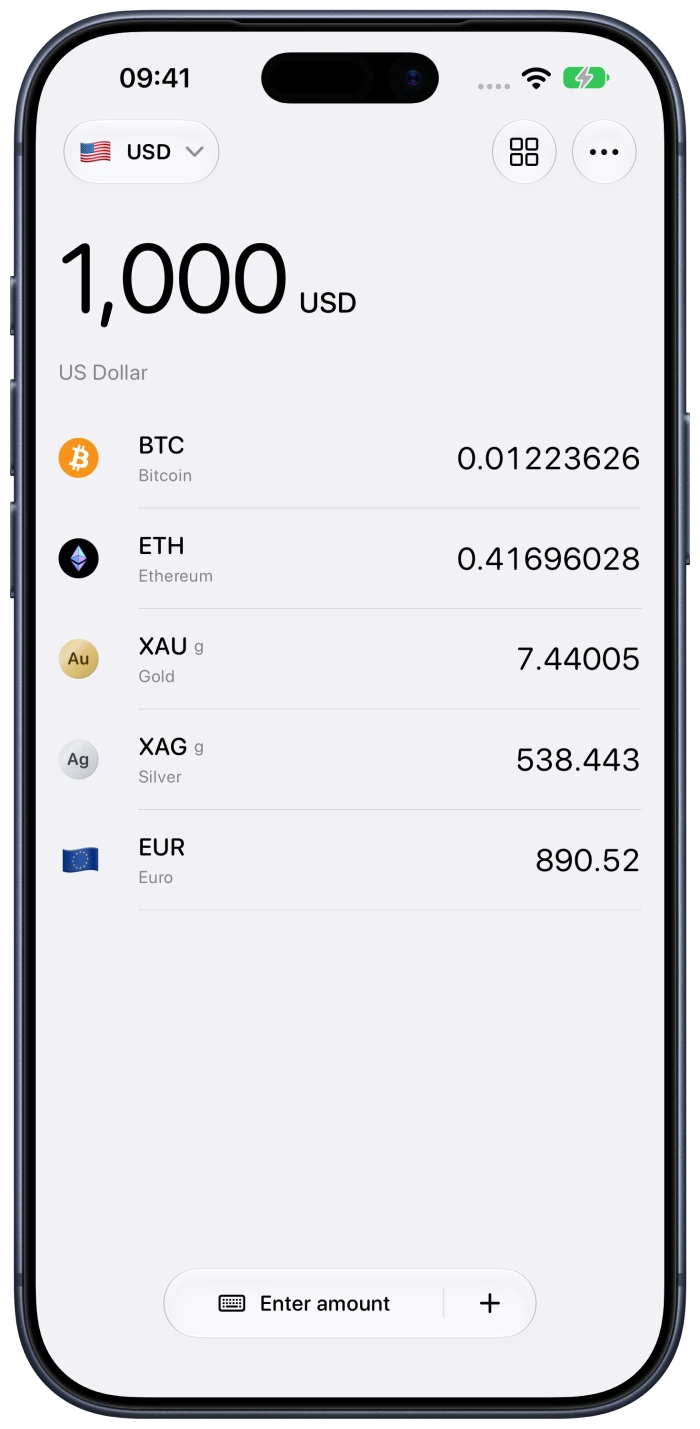 Native Currency app comparing several currencies
