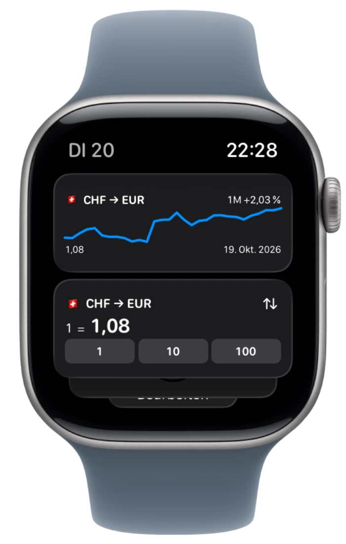 Currency-Widgets im nativen Smart-Stapel der Apple Watch