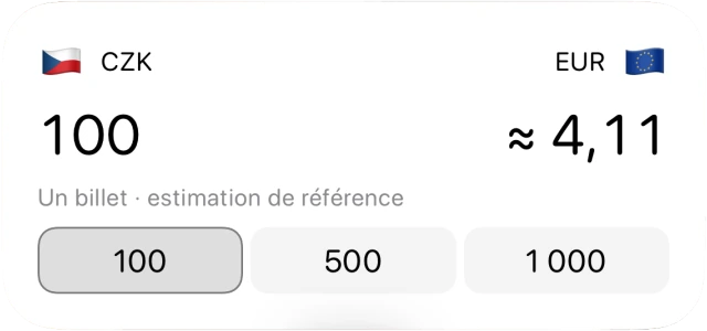 Widget La valeur de tes billets avec des montants de billets prédéfinis