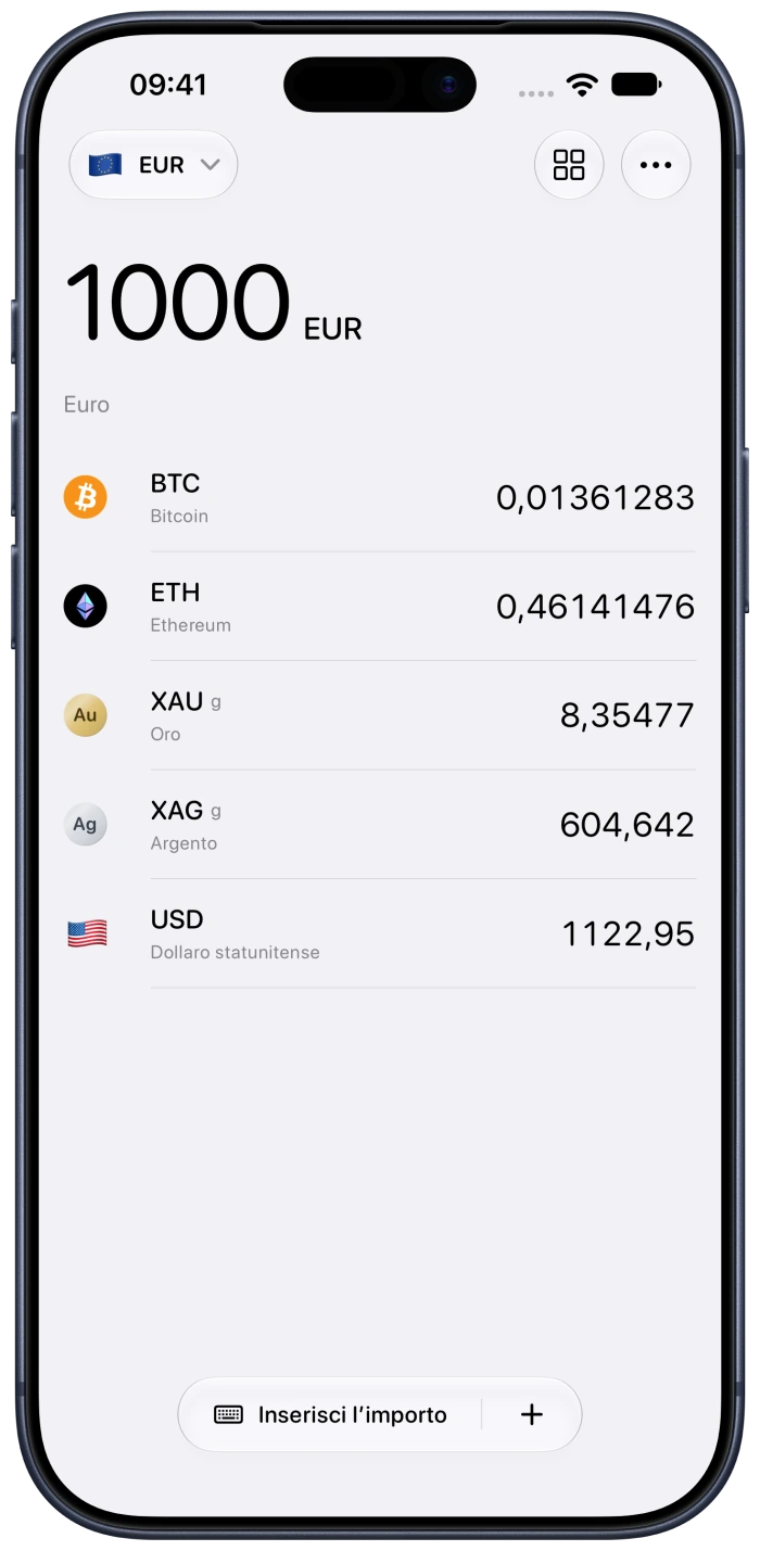 App nativa Currency che confronta più valute