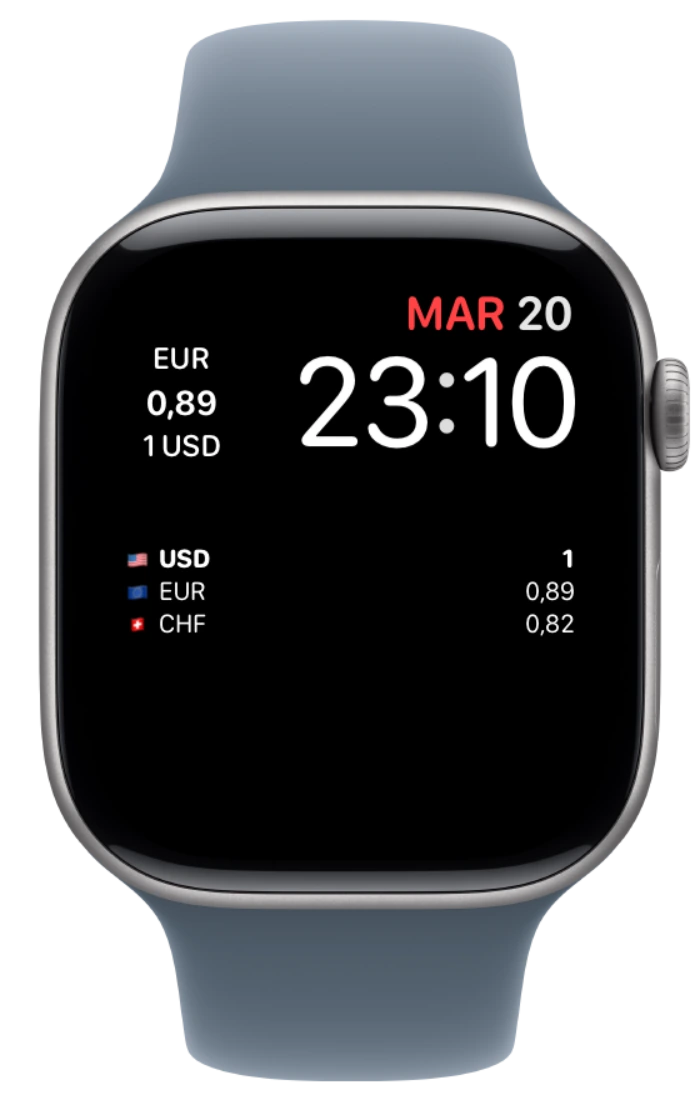 Complicazioni Currency su un quadrante nativo di Apple Watch