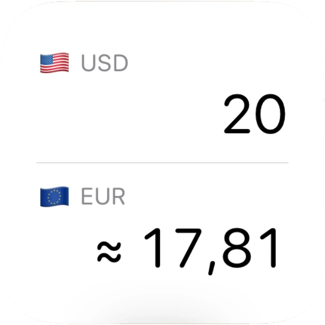 Widget Cambio tascabile che confronta EUR e USD