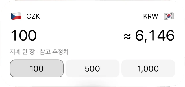 지폐 금액 프리셋이 있는 현금 가치 위젯