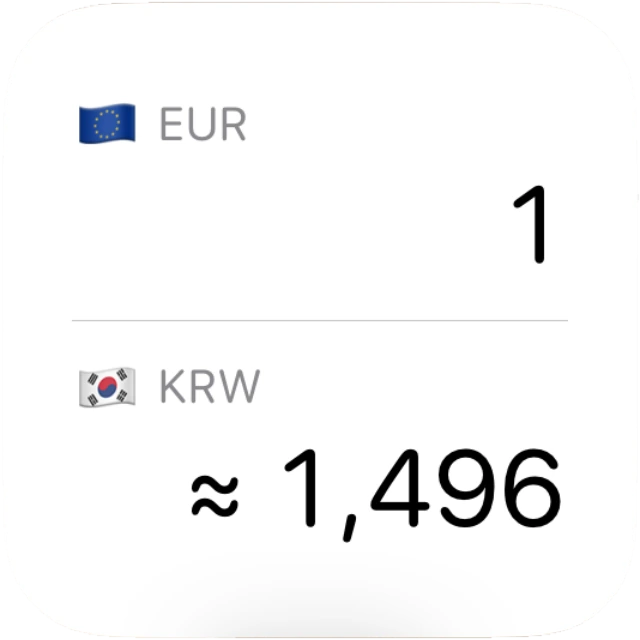 EUR와 USD를 비교하는 포켓 환율 위젯