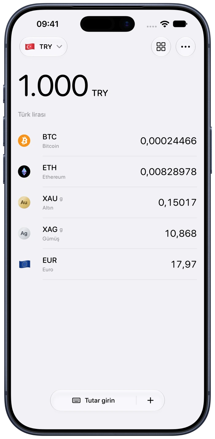 Birkaç para birimini karşılaştıran yerel Currency uygulaması