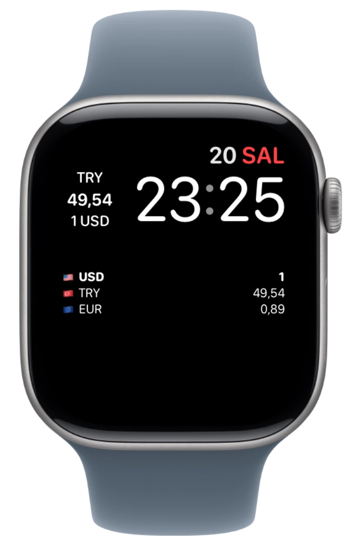 Yerel Apple Watch kadranında Currency komplikasyonları
