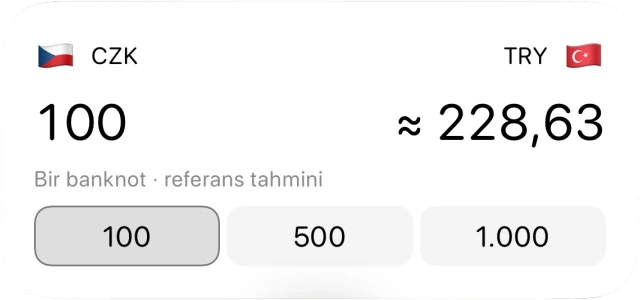 Hazır banknot tutarları içeren Nakit Değerini Bil widget'ı
