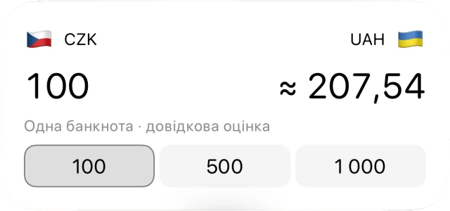 Віджет «Ваша готівка» з готовими сумами в банкнотах