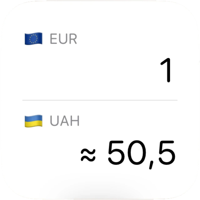 Віджет «Курс у кишені», що порівнює EUR і USD