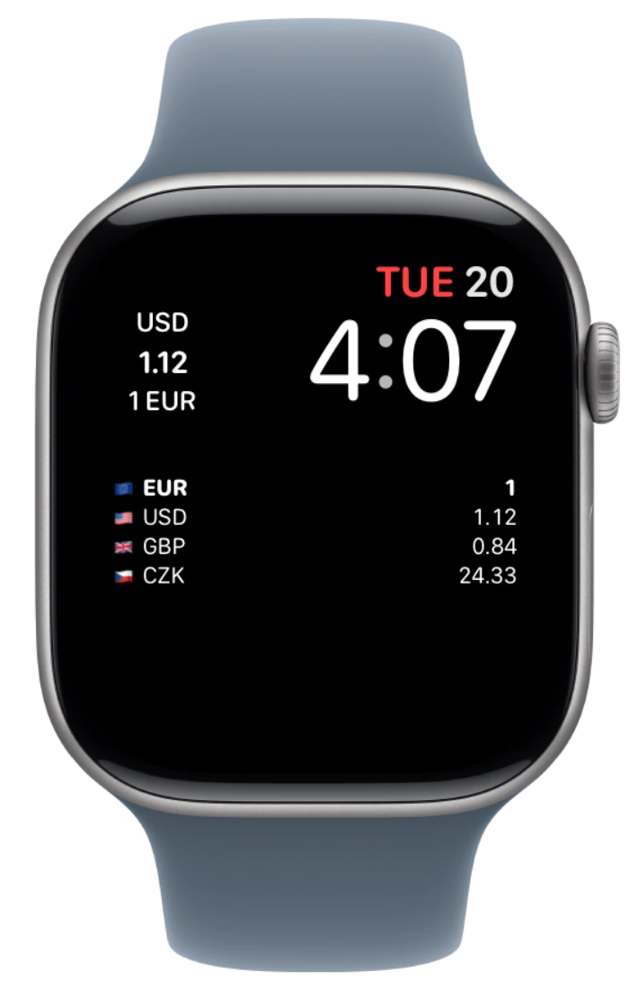 Currency complications on a native Apple Watch face