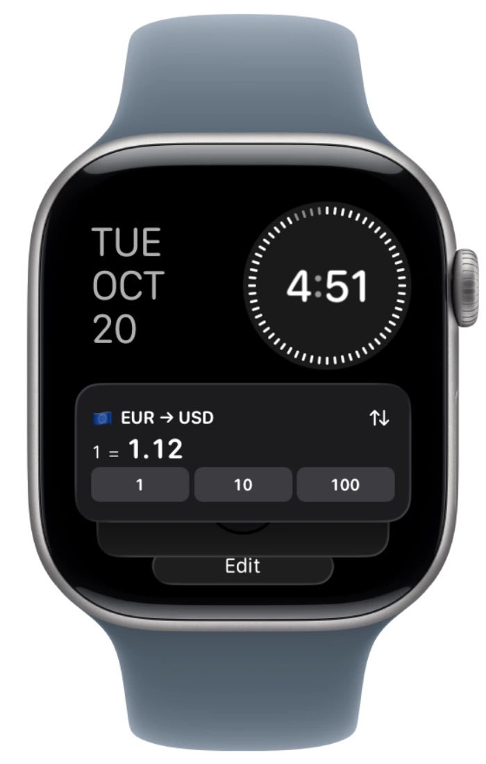 Currency widgets in the native Apple Watch Smart Stack