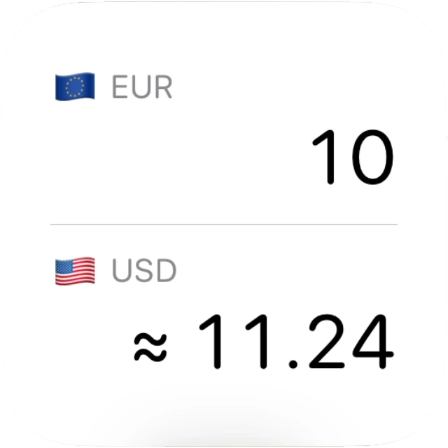 Pocket Rate widget comparing EUR and USD