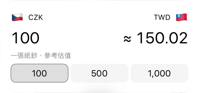 具有預設紙鈔金額的現金價值小工具