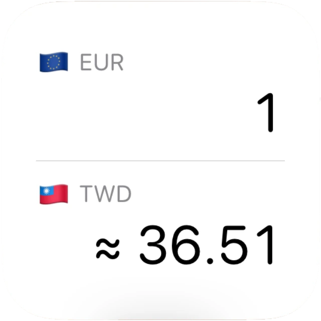 比較 EUR 和 USD 的口袋匯率小工具
